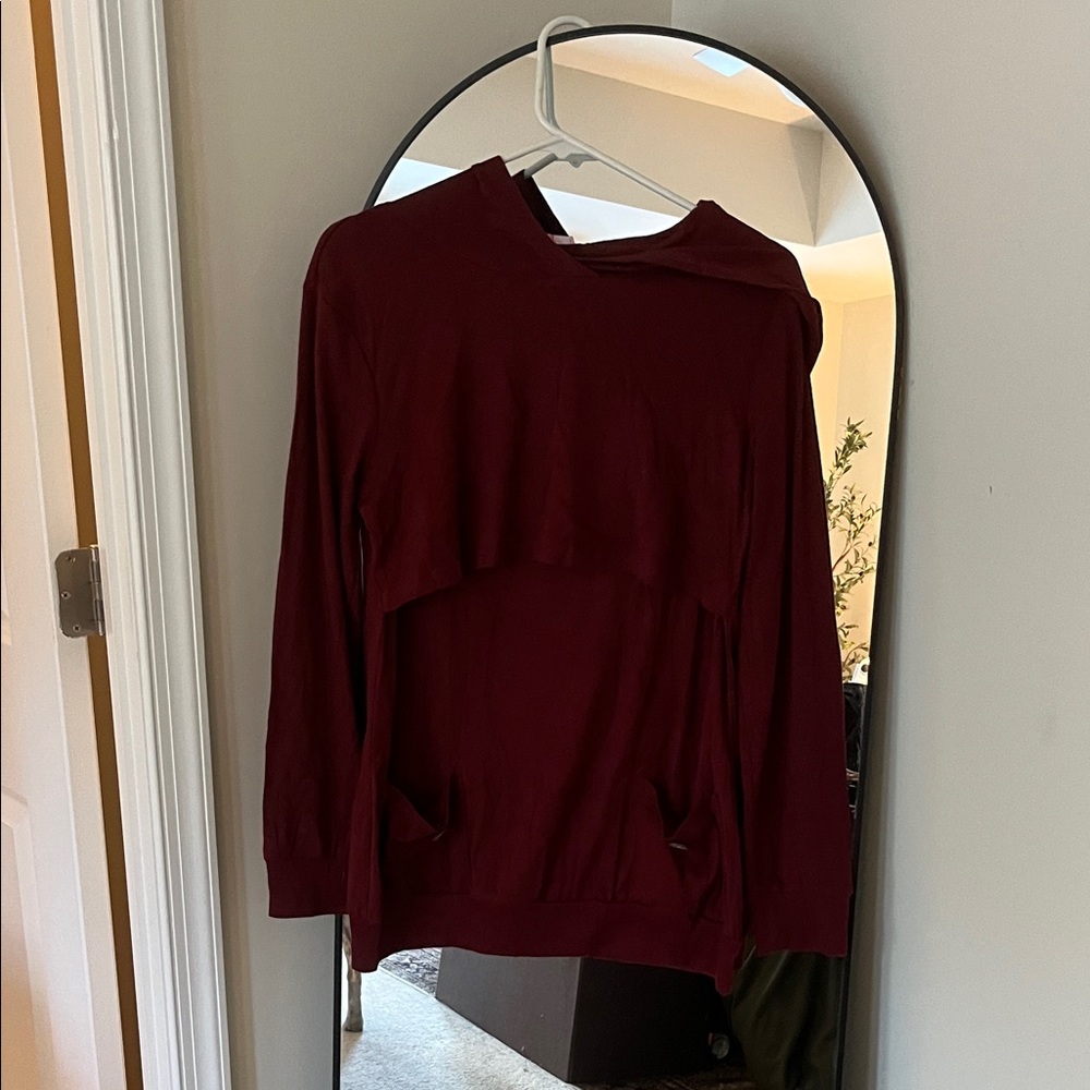 Joymom Burgundy Long Sleeve breastfeeding Top